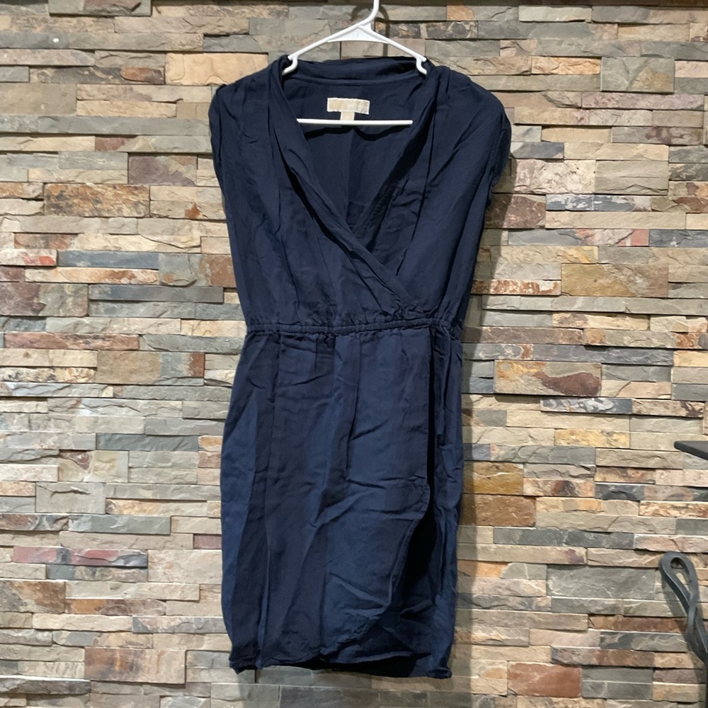 MICHAEL Michael Kors Dark Navy Blue Midi Faux Wrap Dress